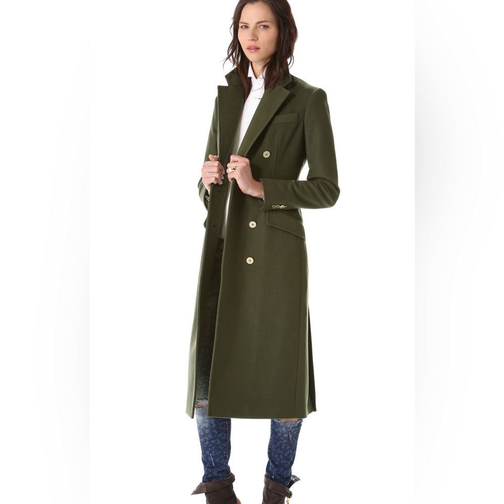 NWOT 7 For All Mankind Army Green Double Breasted Coat